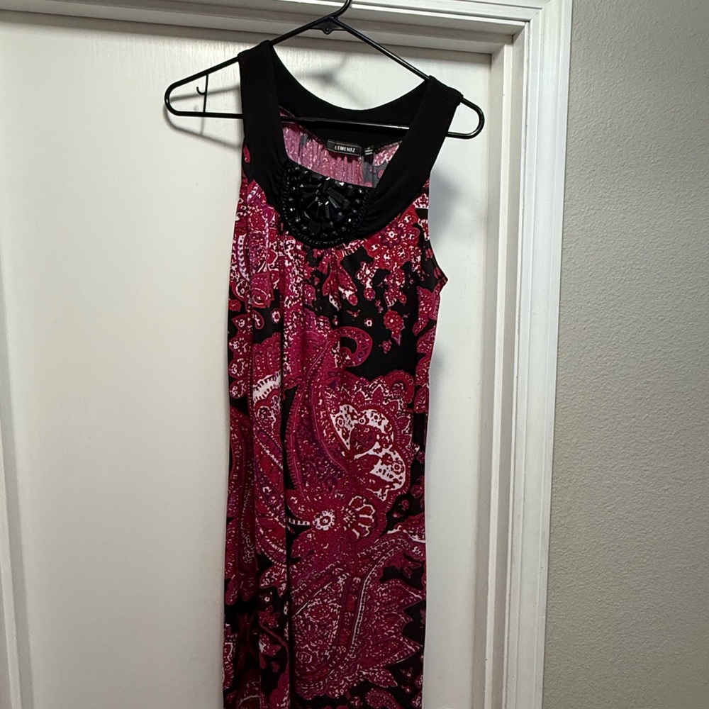 Cato Black and Pink Maxi Sundress Sleeveless Scoop Neck